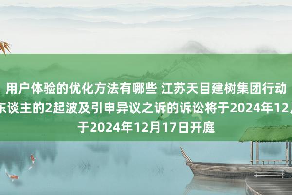 用户体验的优化方法有哪些 江苏天目建树集团行动原告/上诉东谈主的2起波及引申异议之诉的诉讼将于2024年12月17日开庭