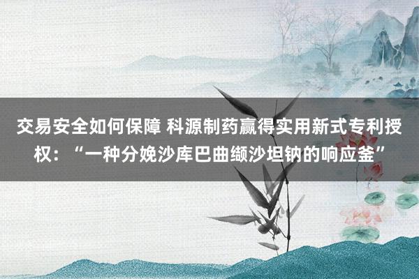 交易安全如何保障 科源制药赢得实用新式专利授权：“一种分娩沙库巴曲缬沙坦钠的响应釜”