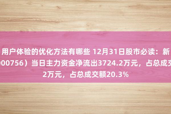 用户体验的优化方法有哪些 12月31日股市必读：新华制药（000756）当日主力资金净流出3724.2万元，占总成交额20.3%