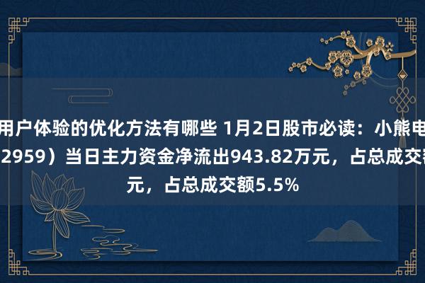 用户体验的优化方法有哪些 1月2日股市必读：小熊电器（002959）当日主力资金净流出943.82万元，占总成交额5.5%