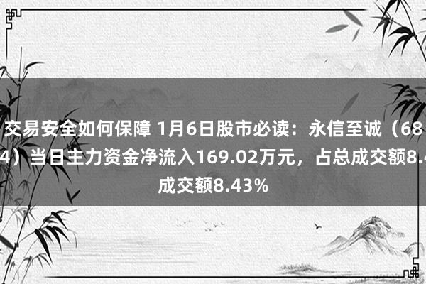 交易安全如何保障 1月6日股市必读：永信至诚（688244）当日主力资金净流入169.02万元，占总成交额8.43%