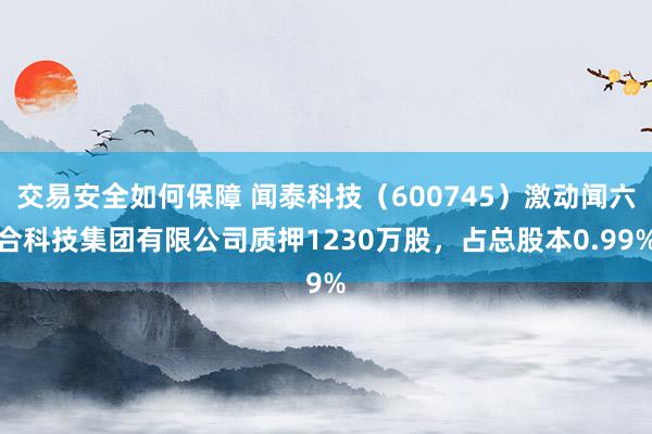 交易安全如何保障 闻泰科技（600745）激动闻六合科技集团有限公司质押1230万股，占总股本0.99%