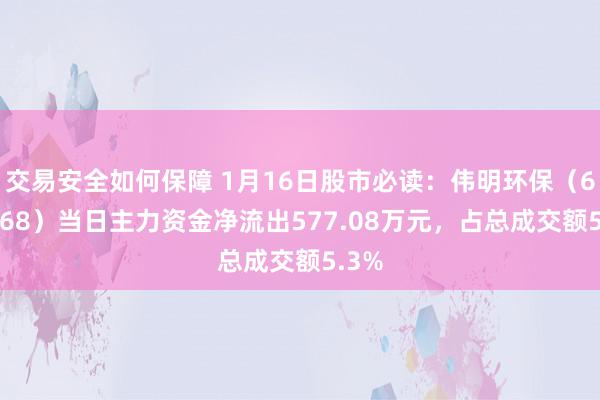 交易安全如何保障 1月16日股市必读：伟明环保（603568）当日主力资金净流出577.08万元，占总成交额5.3%