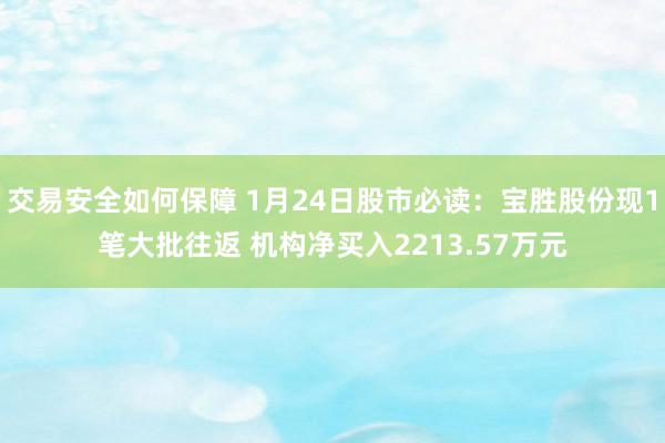 交易安全如何保障 1月24日股市必读：宝胜股份现1笔大批往返 机构净买入2213.57万元