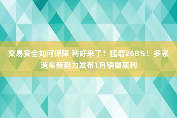 交易安全如何保障 利好来了！猛增268%！多家造车新势力发布1月销量获利