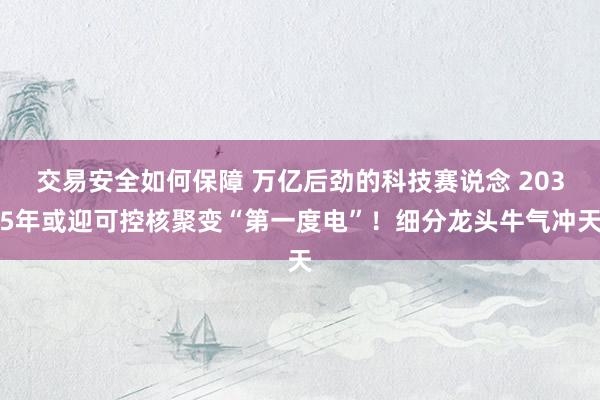 交易安全如何保障 万亿后劲的科技赛说念 2035年或迎可控核聚变“第一度电”！细分龙头牛气冲天