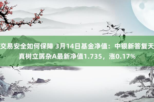 交易安全如何保障 3月14日基金净值：中银新答复天真树立羼杂A最新净值1.735，涨0.17%