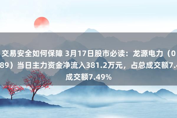 交易安全如何保障 3月17日股市必读：龙源电力（001289）当日主力资金净流入381.2万元，占总成交额7.49%